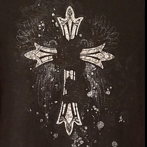 Vtg Y2K abbey dawn blk gothic cross metal red blood spatter mallgoth shirt L - Picture 15 of 17